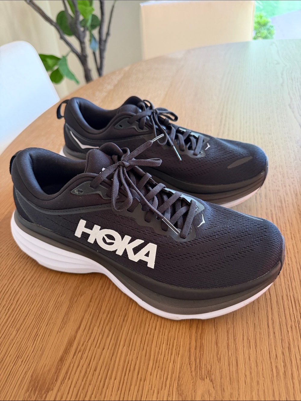 Hoka Bondi 8 Running Black White Athletic Run Training Sneakers size 9.5